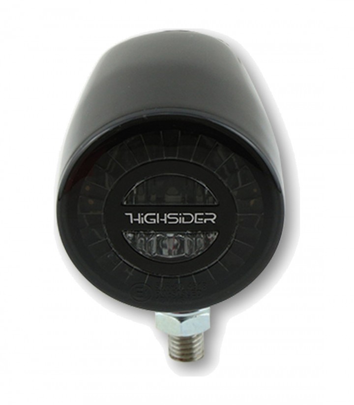 Piloto Trasero LED Highsider Rocket Classic Negro con Cristal Ahumado