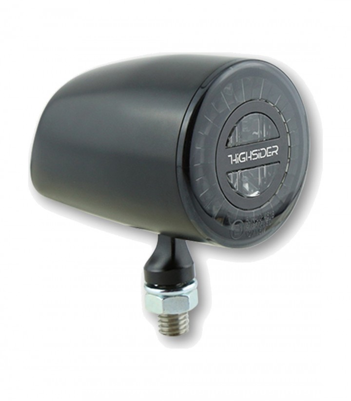 Piloto Trasero LED Highsider Rocket Classic Negro con Cristal Ahumado