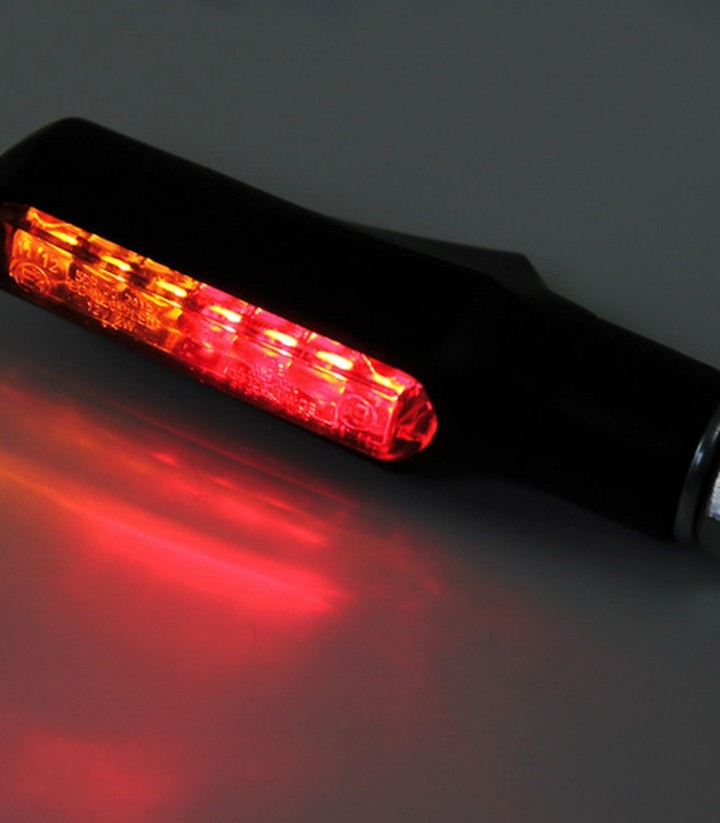 Pilotos Traseros LED con Intermitente Highsider Shorty Fin 3in1 Negro con Cristal Ahumado