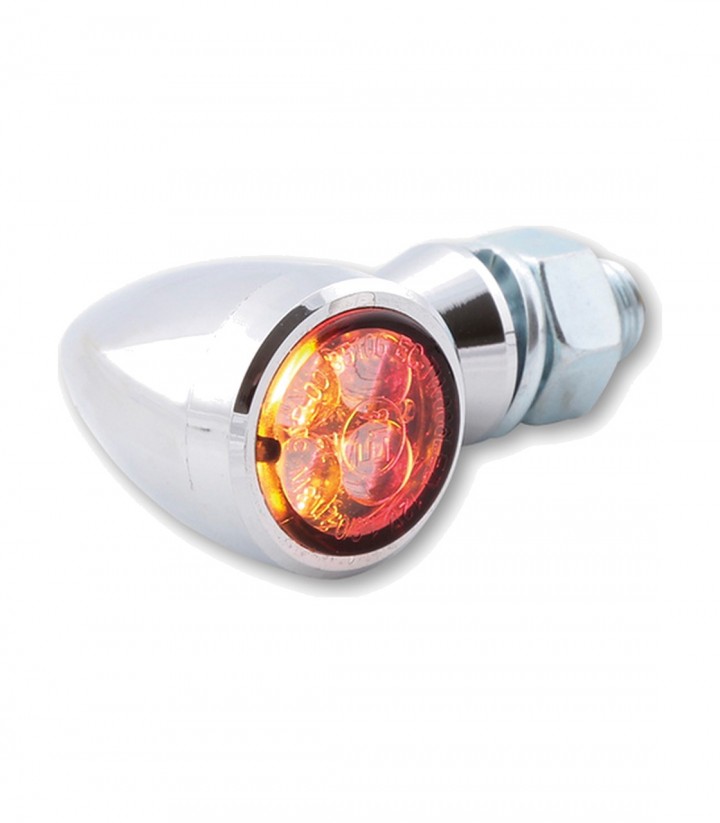 Pilotos Traseros LED con Intermitente Highsider Sixteen Bullet 3in1 Cromado con Cristal Ahumado