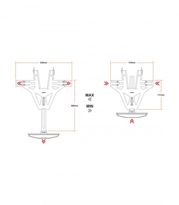 Portamatrículas Highsider Akron-RS en Negro para Honda CB 750 Hornet (23-25)
