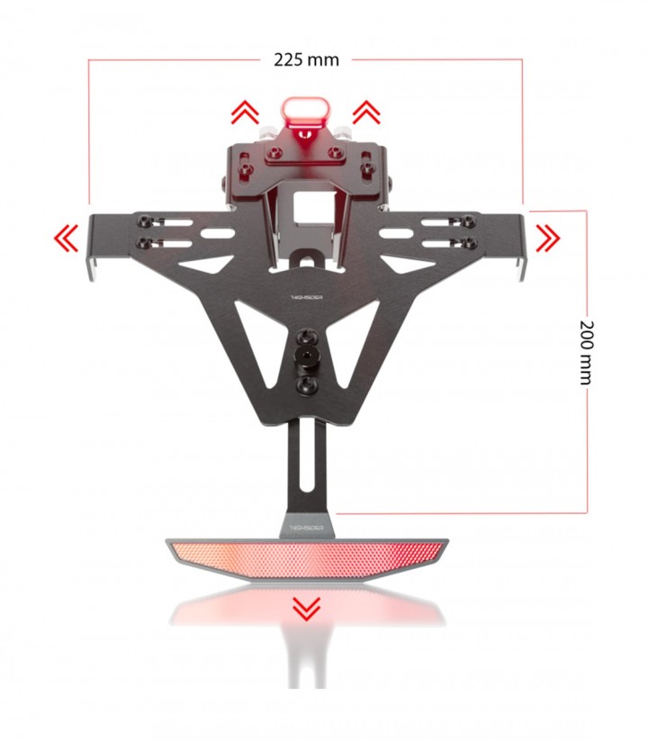 Portamatrículas Highsider Akron-RS en Negro para Suzuki GSX-8R (24-26), GSX-8S (23-26)