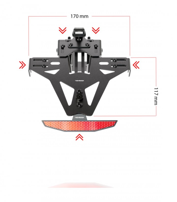 Portamatrículas Highsider Akron-RS en Negro para Suzuki GSX-R 1000 ABS (17-21), GSX-R 1000 R ABS (17-21), GSX-R 1000 R ABS Speci