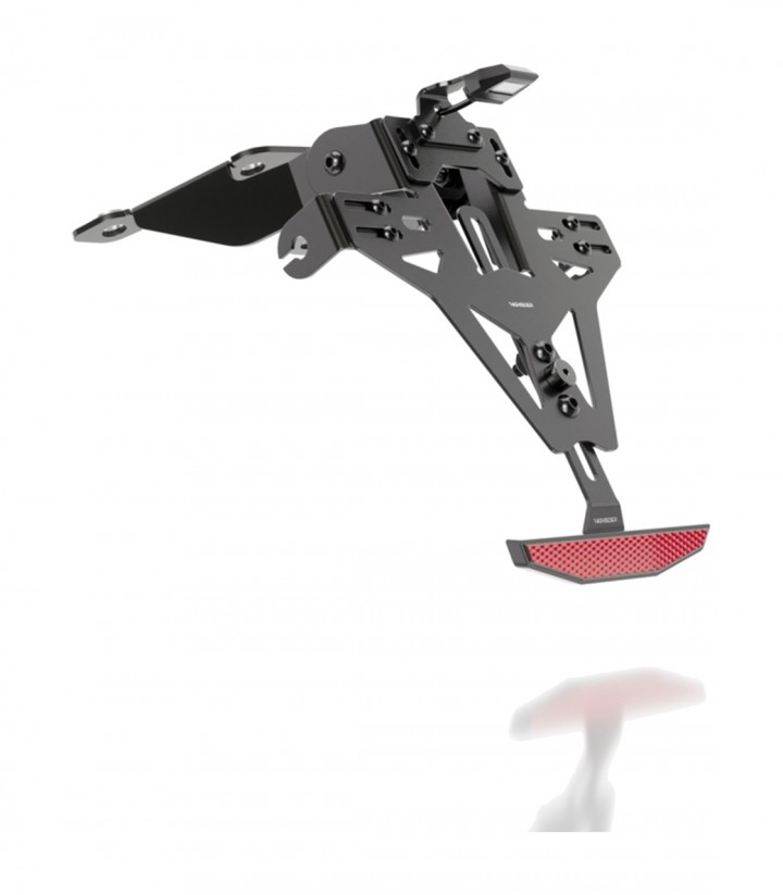 Portamatrículas Highsider Akron-RS en Negro para Suzuki SV 650 ABS (16-25), SV 650 X (22-23, 25), SV 650 X ABS (18-21, 24)