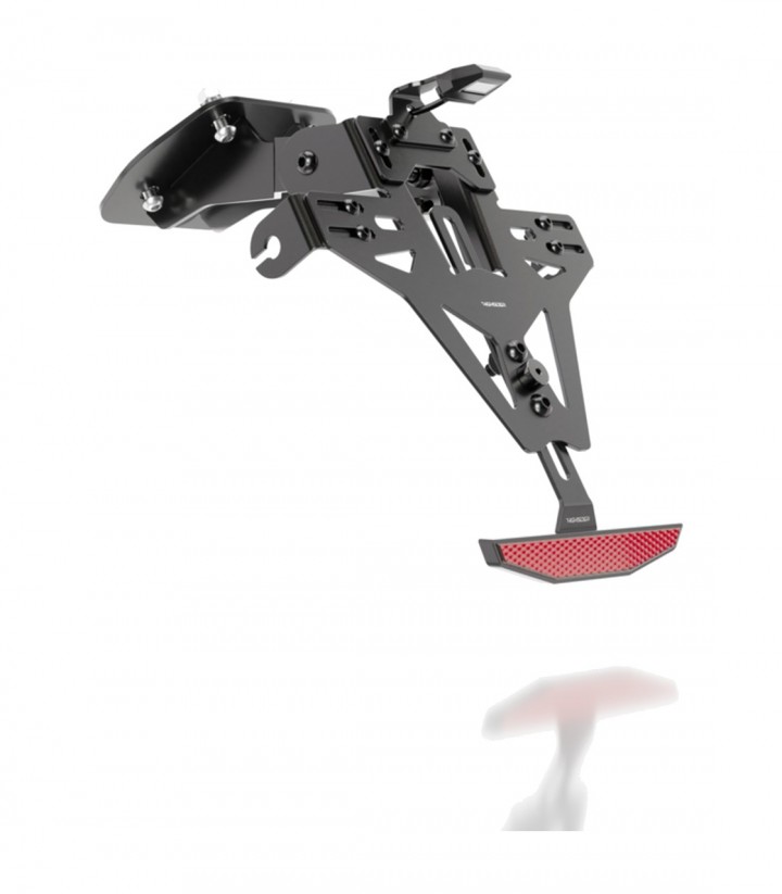 Portamatrículas Highsider Akron-RS en Negro para Yamaha R125 (24-26), YZF-R125 ABS (RE39) (19-23)