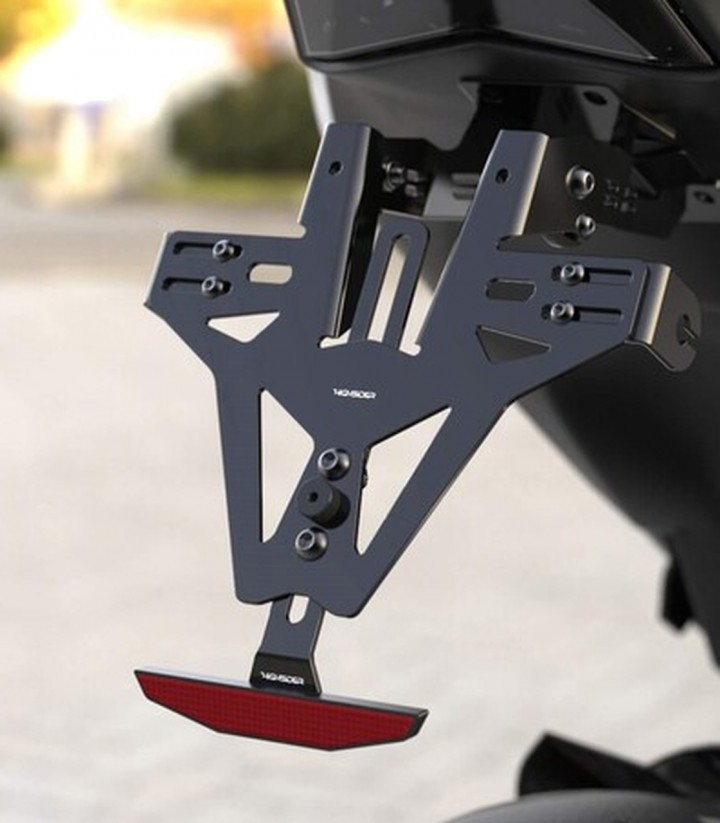 Portamatrículas Highsider Akron-RS sin Luz Trasera en Negro para Ducati Scrambler 800 (15-16), Scrambler 800 Cafe Racer (17-21),
