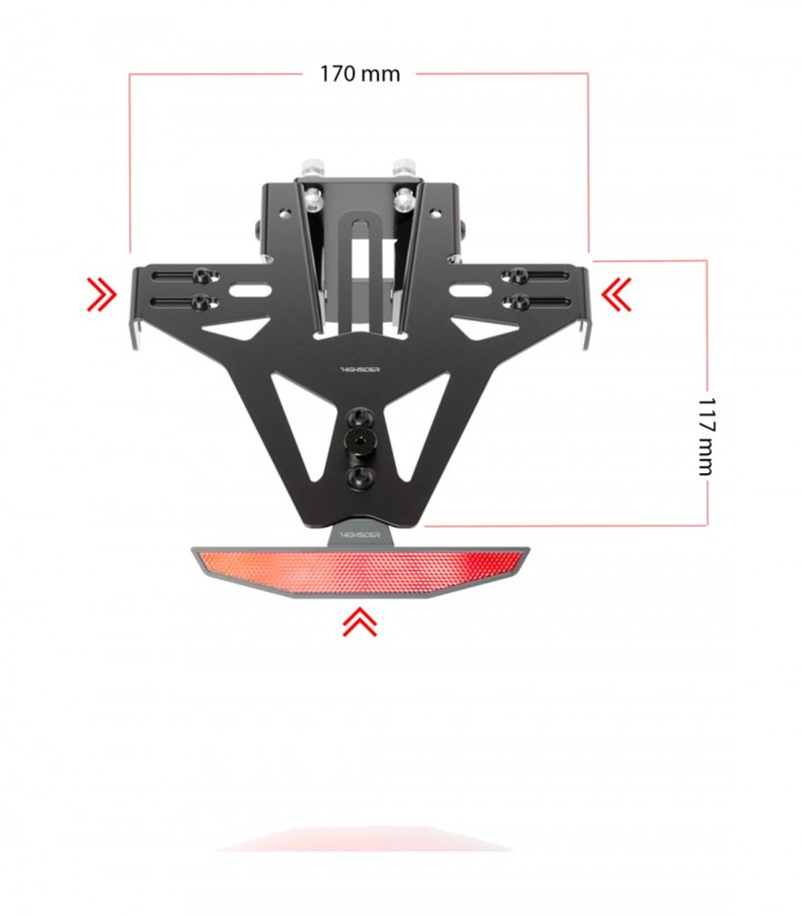 Highsider License Plate Holder Akron-RS Without Tail Light in Black for Kawasaki Ninja ZX-10 R ABS (ZX1000S) (16-19), Ninja ZX-1