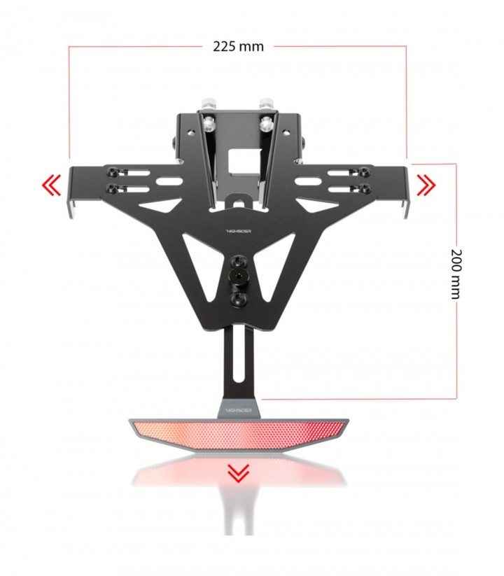 Highsider License Plate Holder Akron-RS Without Tail Light in Black for Kawasaki Ninja ZX-10 R ABS (ZX1000S) (16-19), Ninja ZX-1