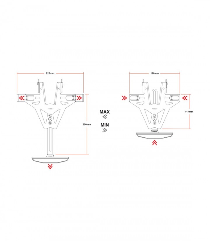 Portamatrículas Highsider Akron-RS sin Luz Trasera en Negro para Yamaha MT-125 (20-25)