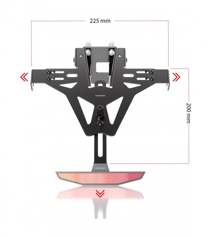 Highsider License Plate Holder Akron-RS Without Tail Light in Black for Yamaha XSR 900 (20-24), XSR 900 ABS (RN43) (16-19), XSR