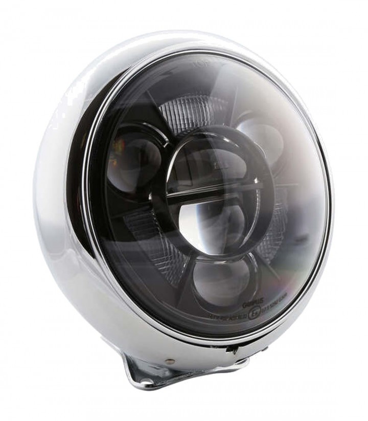 LED-Scheinwerfer Highsider HD-Style Type 11 mit 178 mm in Verchromt