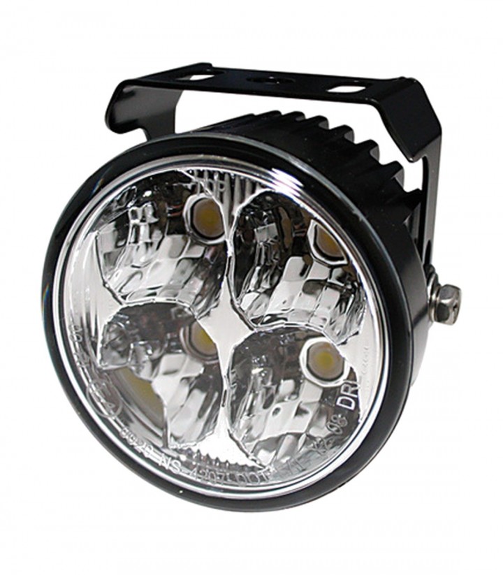 Luz de Conducción Diurna LED Highsider Redonda en Negro con Cristal Transparente