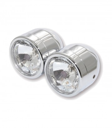 Set de Doble Faro de Largo Alcance Highsider 90 mm en Cromado con Cristal Transparente
