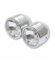 Highsider Twin Long-Range Headlight Set 90 mm in Chrome with Clear Lens