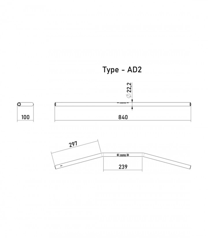 Manillar Highsider Drag Bar AD2 22,2 mm Aluminio en Negro