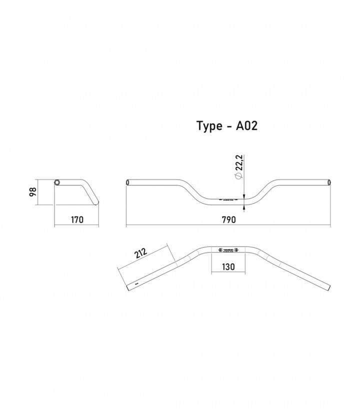 Manillar Highsider Naked Bike A02 22,2 mm Aluminio en Plata