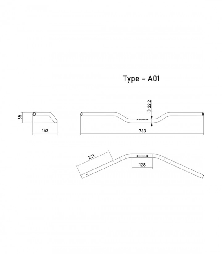 Manillar Highsider Superbike A01 22,2 mm Aluminio Granallado en Negro