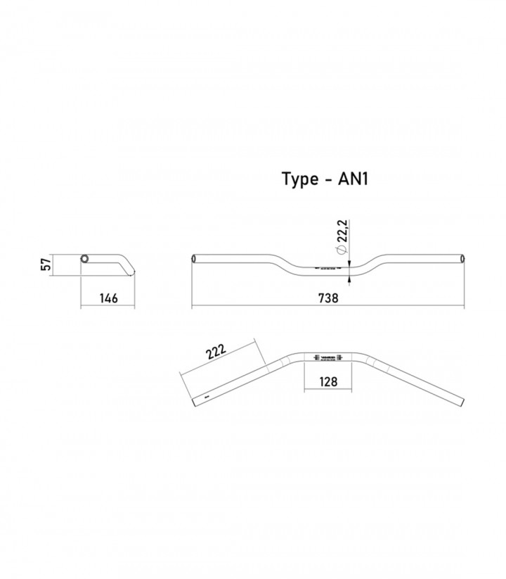 Manillar Highsider Superbike AN1 22,2 mm Aluminio en Plata