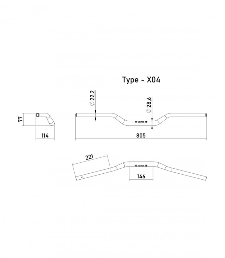 Manillar Highsider X-Bar Adventure X04 28,6 mm Aluminio en Negro