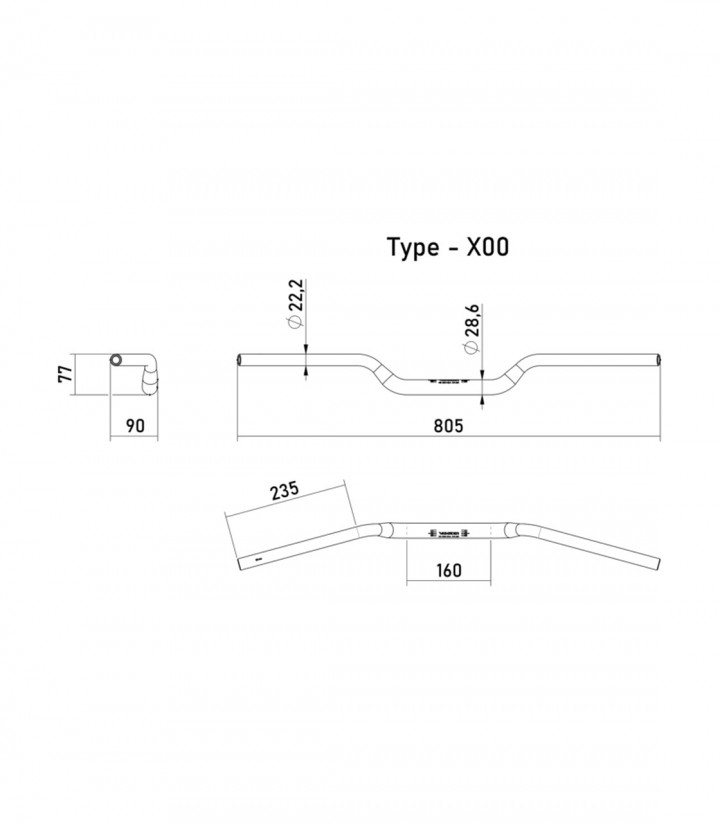 Manillar Highsider X-Bar Cross Bar X00 28,6 mm Aluminio en Negro