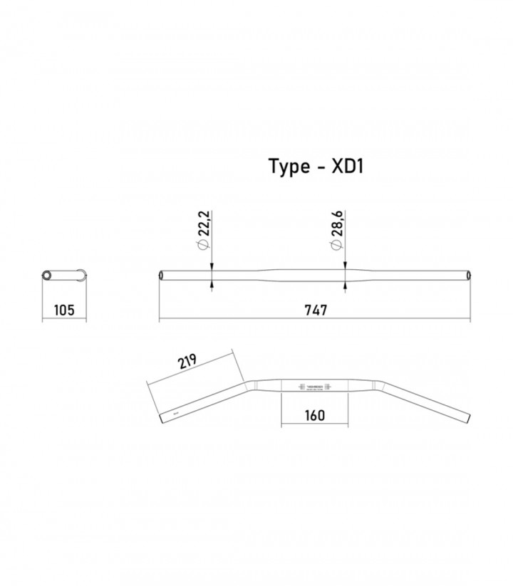 Manillar Highsider X-Bar Drag Bar XD1 28,6 mm Aluminio en Negro