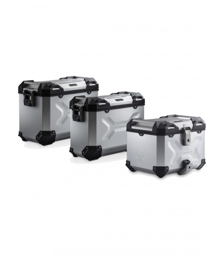 Set Seitenkoffer + Topcase 38 L TRAX ADV in Silber + Träger CFMOTO 1000MT-X (25), 800MT-X (24) SW-MOTECH ADV.10.057.75001/S