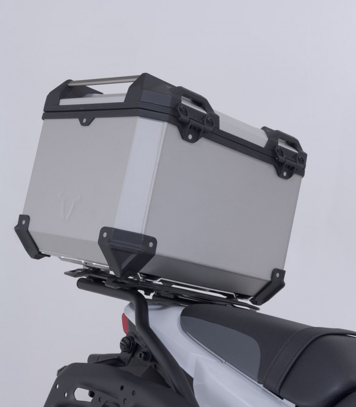 Pack Maletas Laterales + Baúl 38 L TRAX ADV en Plateado + Soportes Kawasaki KLE500 (26) SW-MOTECH ADV.08.084.75100/S