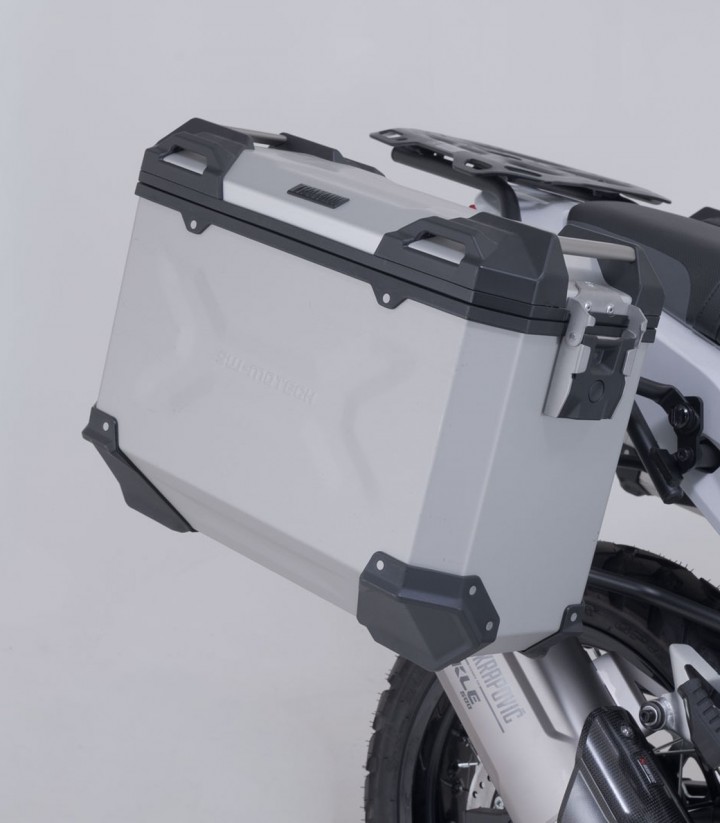 Set Seitenkoffer + Topcase 38 L TRAX ADV in Silber + Träger Kawasaki KLE500 (26) SW-MOTECH ADV.08.084.75100/S