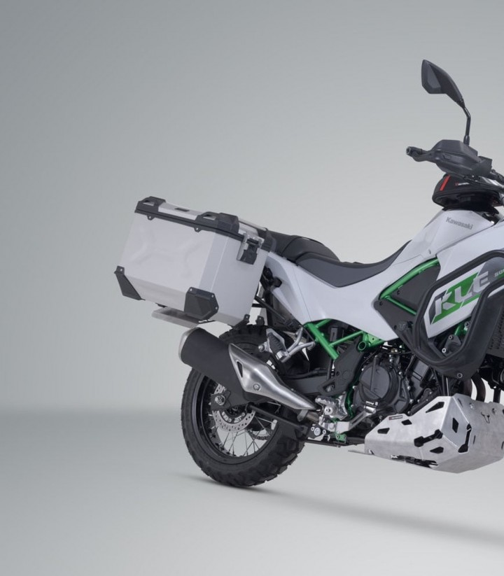 Maletas Laterales con Soporte TRAX ADV Plateadas 45 L Kawasaki KLE500 (26) SW-MOTECH KFT.08.084.70100/S