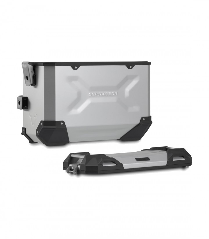 Seitenkoffer mit Träger TRAX ADV Silber 45/37 L Yamaha Tenere 700 (19-24), Tenere 700 World Raid (22-25) SW-MOTECH KFT.06.799.70