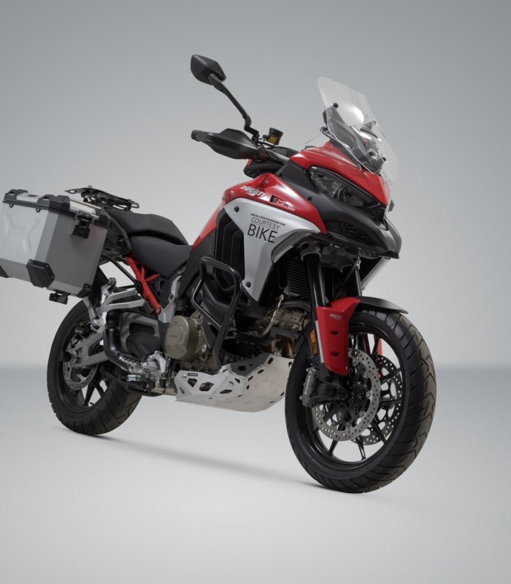 Maletas Laterales con Soporte TRAX ADV Plateadas 45 L Ducati Multistrada V4 (20-24) SW-MOTECH KFT.22.822.70302/S