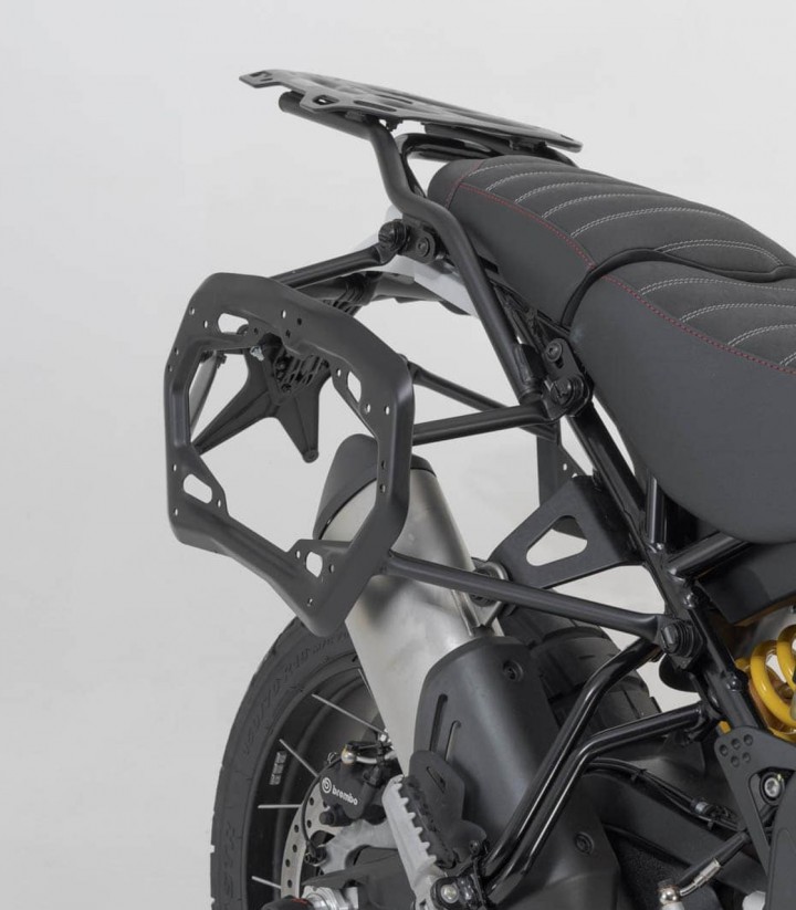 Seitenkoffer mit Träger TRAX ADV Silber 45/37 L Ducati DesertX (22-25) SW-MOTECH KFT.22.995.70100/S