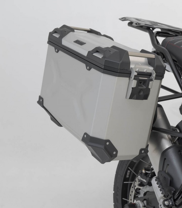 SW-MOTECH 45/37 L TRAX ADV Side Cases with Carrier for Ducati DesertX (22-25) Silver KFT.22.995.70100/S