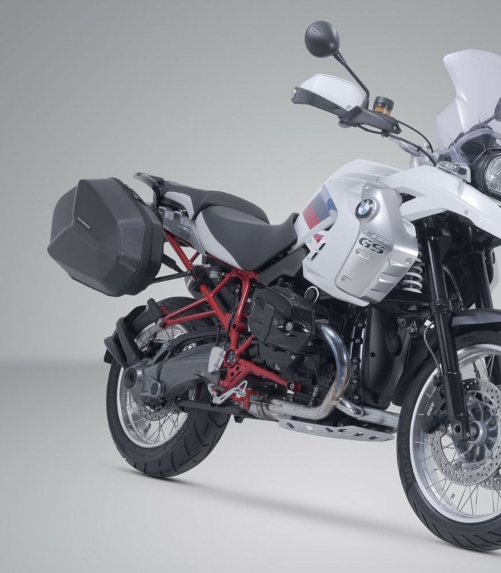Seitenkoffer mit Träger AERO ABS Schwarz 25/25 L BMW R 1200 GS (04-12)/Adventure (06-13) SW-MOTECH KFT.07.311.60200/B