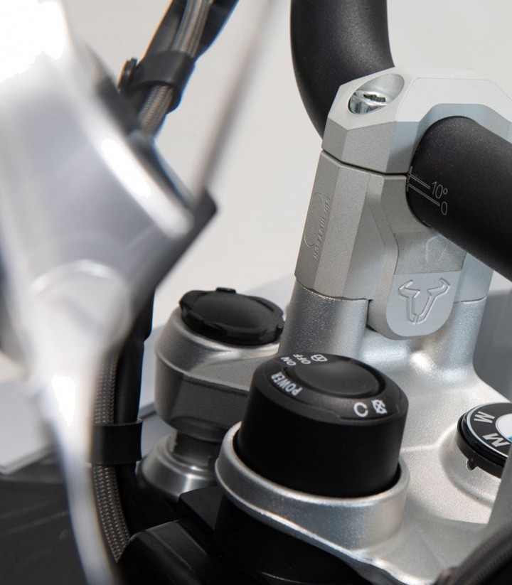 Torretas Elevadoras de Manillar 40 mm para BMW R 1200 GS LC (12-18), R 1250 GS (18-24) SW-MOTECH en Plateado LEH.07.039.12401/S