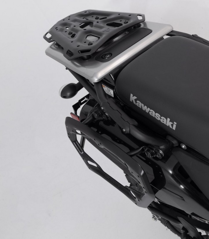 Set Seitenkoffer + Topcase 38 L TRAX ADV in Silber + Träger Kawasaki KLR 650 (22) / S (23) SW-MOTECH ADV.08.990.75000/S