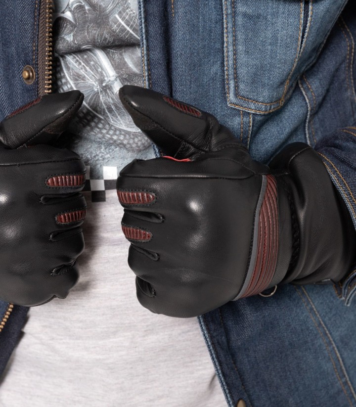Guantes de Moto de Invierno By City Lyon de Hombre Negros y Rojos