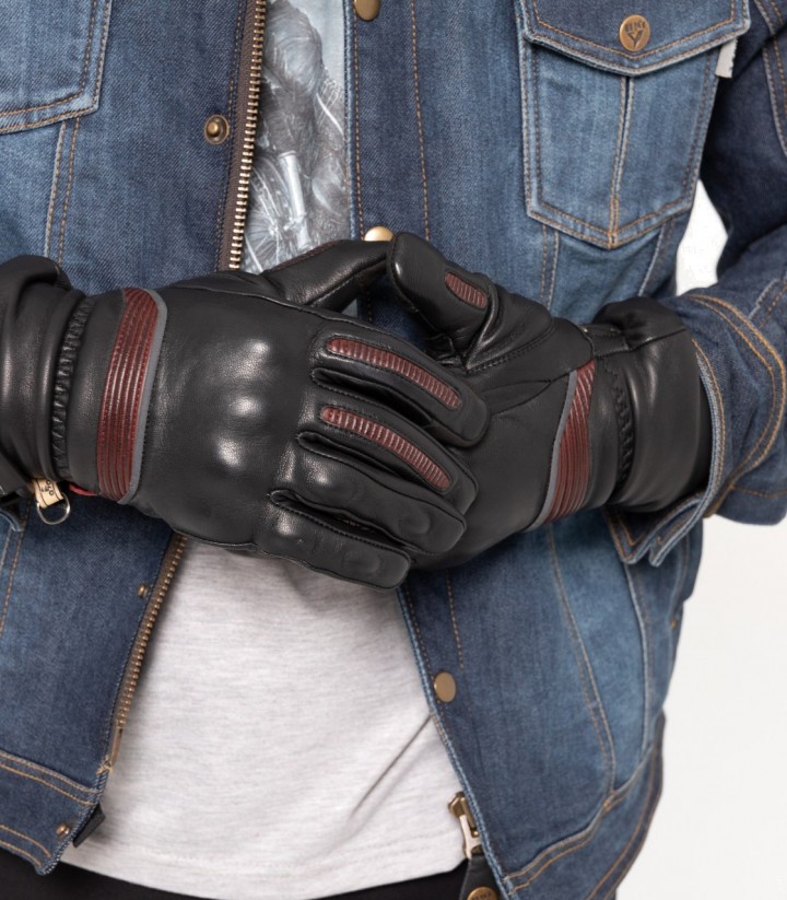 Guantes de Moto de Invierno By City Lyon de Hombre Negros y Rojos