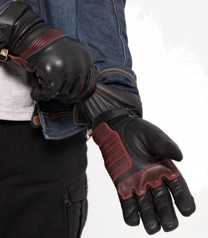 Guantes de Moto de Invierno By City Lyon de Hombre Negros y Rojos