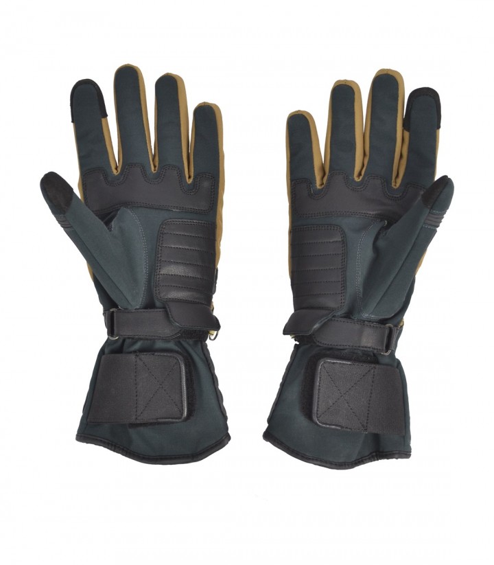 By City Touring Men's Winter Motorcycle Gloves in Beige and Green