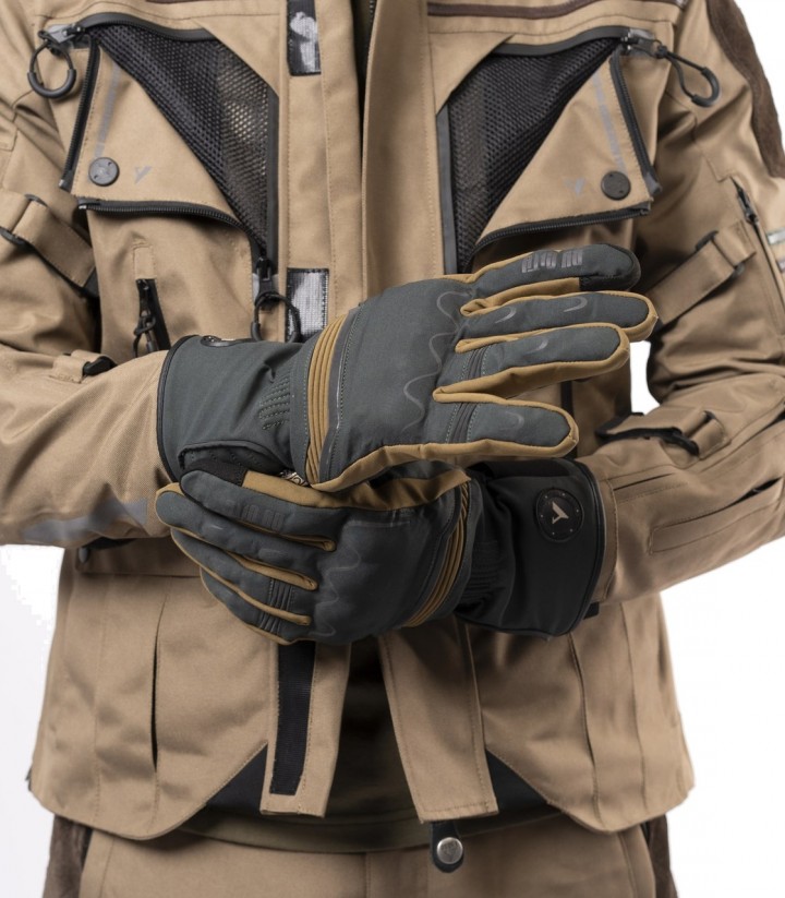 Guantes de Moto de Invierno By City Touring de Hombre Beige y Verdes