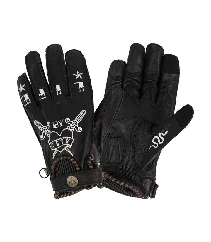 By City Second Skin Tattoo II Men's Summer Motorcycle Gloves in Black