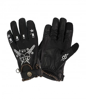 Guantes de Moto de Verano By City Second Skin Tattoo II de Hombre Negros