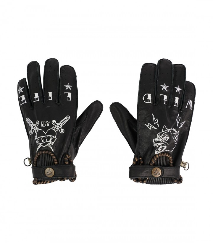 By City Second Skin Tattoo II Men's Summer Motorcycle Gloves in Black