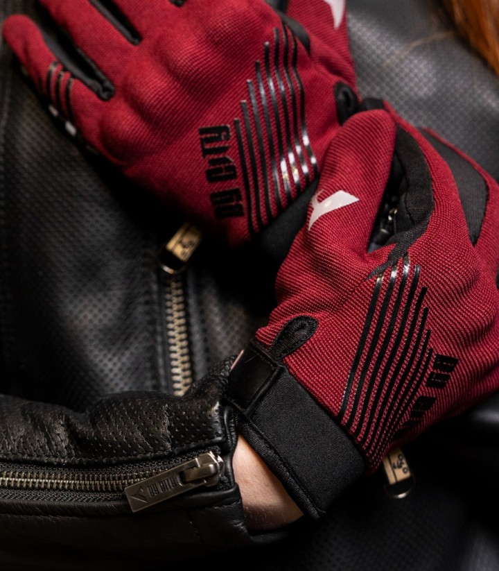 By City Moscow Men's Summer Motorcycle Gloves in Burgundy