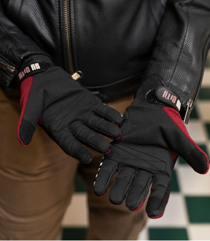 Guantes de Moto de Verano By City Moscow de Hombre Burdeos