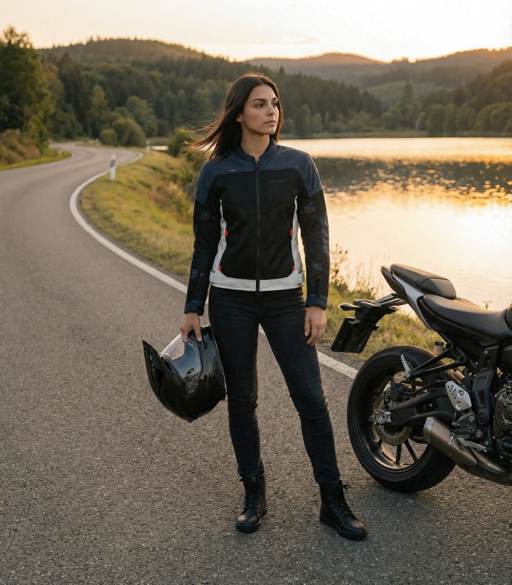 Chaqueta Moto Verano Mujer By City Luma Azul