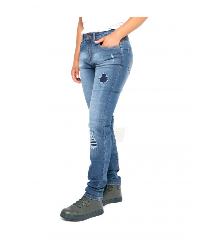 By City Soul Women's Motorcycle Pants in Blue