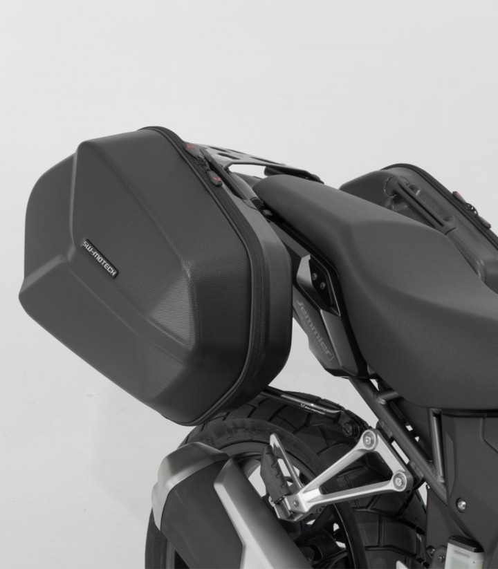 Seitenkoffer mit Träger AERO ABS Schwarz 25/25 L Honda CB500F/X (12-18), CBR500R (12-15), NX500 (23), E-Clutch (26) SW-MOTECH KF