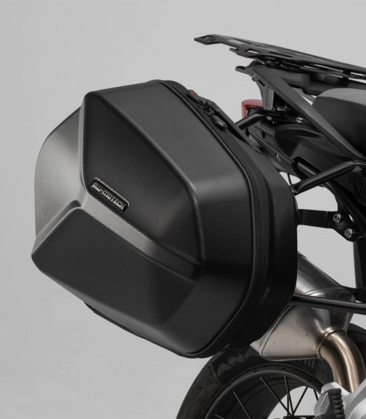 Seitenkoffer mit Träger AERO ABS Schwarz 25/25 L KTM 950 Supermoto (05-07), 990 SM (07), 990 SM R (07-13)/T (08-14) SW-MOTECH KF